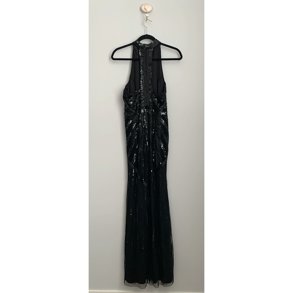 Adrianna Papell Black Sequin Beaded Long Dress - Picture 3 of 8